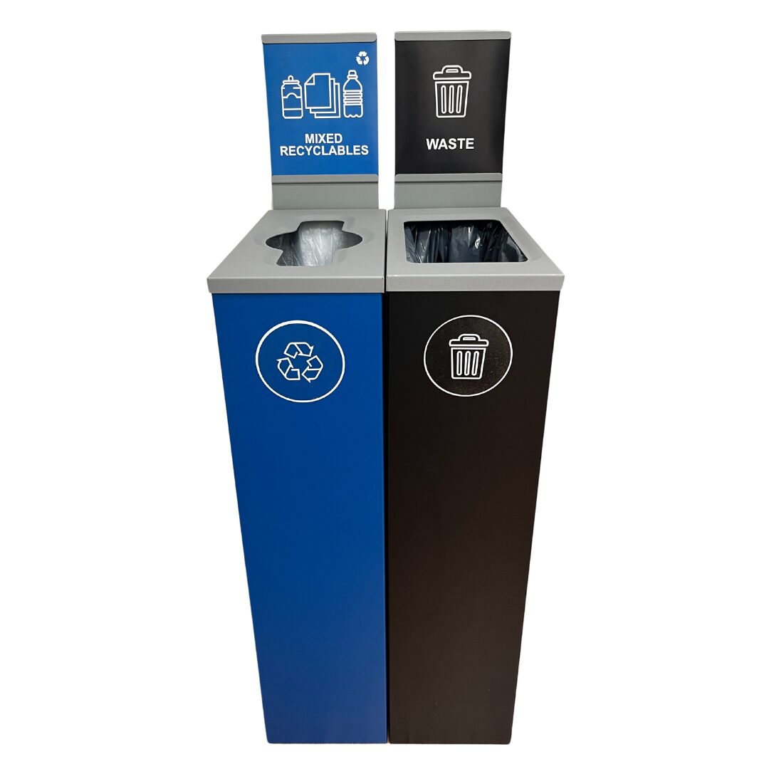 Elimin8™ Cube Slim Black-Blue Trash Bin Combo