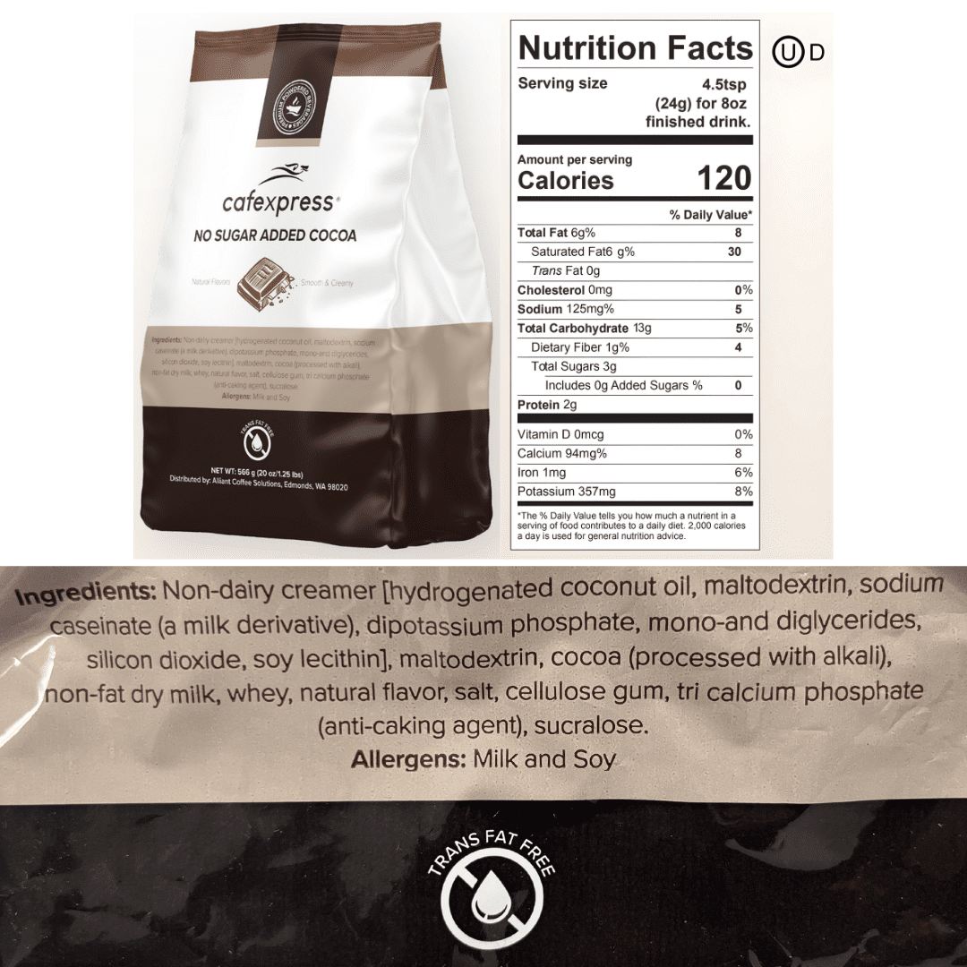 Caffein8 Hot Chocolate Mix Powder (No Sugar Added)