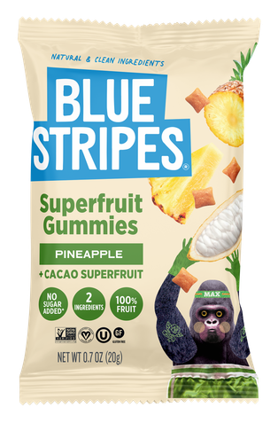 Blue Stripes Superfruit Gummies - Pineapple + Cacao Fruit, 100-count case