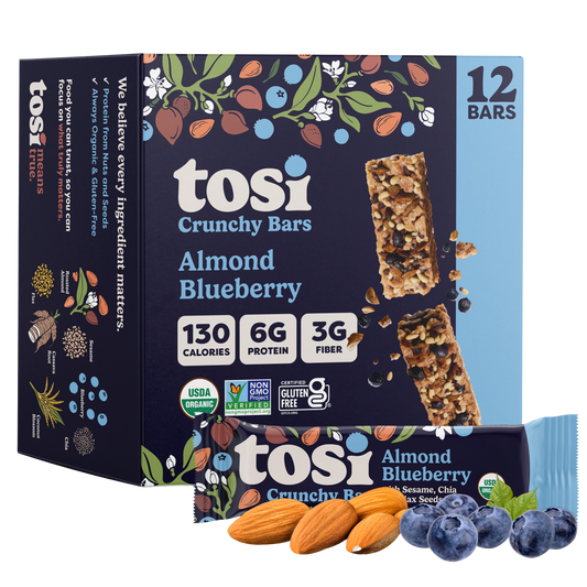 Tosi Crunchy Bars - Almond Blueberry (Snack Size), 72-count case