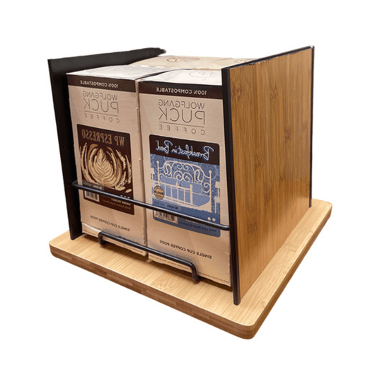 Caffein8 Spin Pod Rack Bamboo/Metal 4 Select