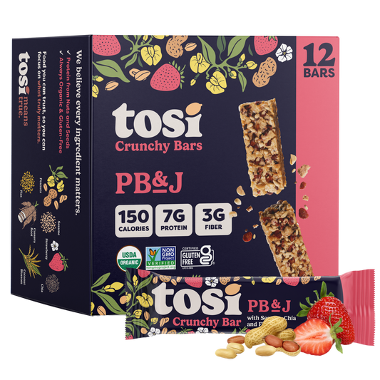 Tosi Crunchy Bars - PB&J (Snack Size), 72-count case