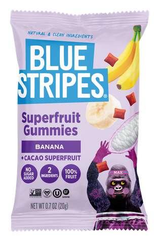 Blue Stripes Superfruit Gummies - Banana + Cacao Fruit, 100-count case