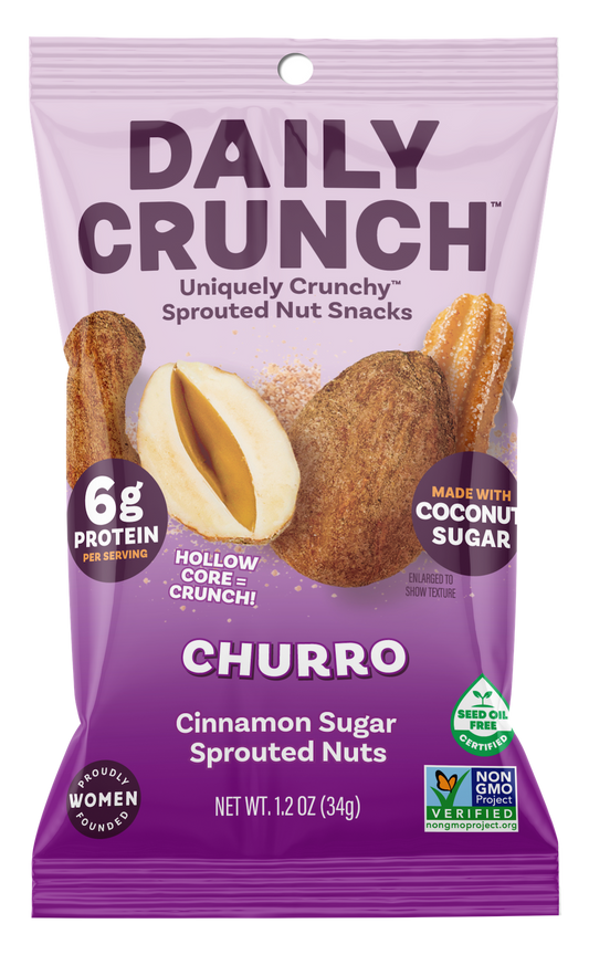 Daily Crunch Cinnamon Churro Sprouted Almonds & Cashews, 30-count case