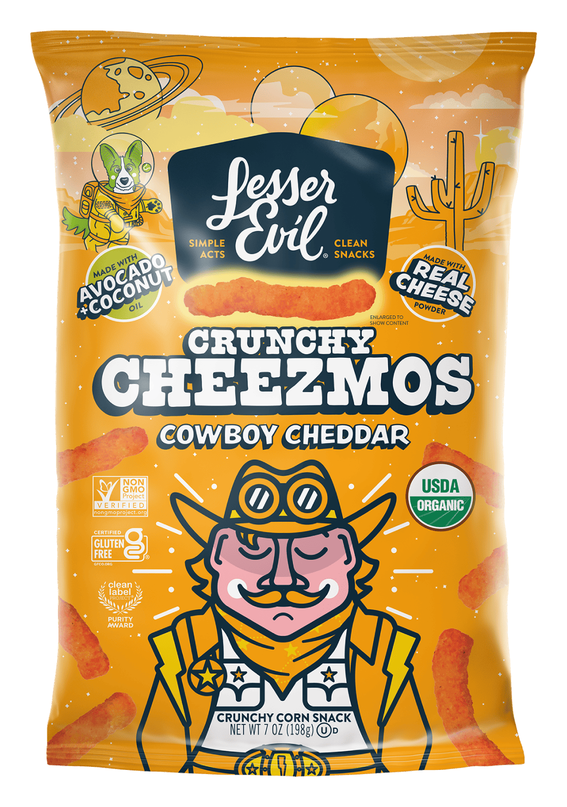 LesserEvil Cheezmos Cowboy Cheddar, 96-count case