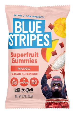 Blue Stripes Superfruit Gummies - Mango + Cacao Fruit, 100-count case