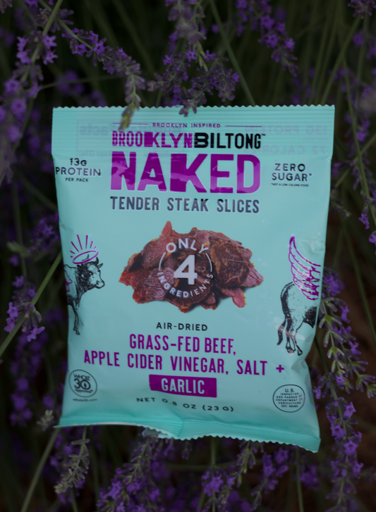 Brooklyn Biltong Garlic Tender Steak Slices 0.8 oz, 14-count case