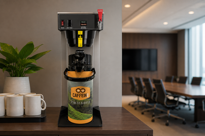 Caffein8 ACE-AP commercial coffee brewer with thermal airpot in a modern office conference hospitality area