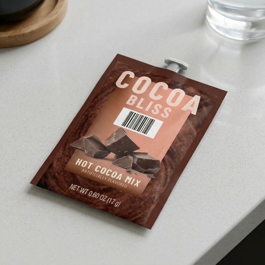 Cocoa Bliss Hot Cocoa single-serve freshpack, break room lifestyle