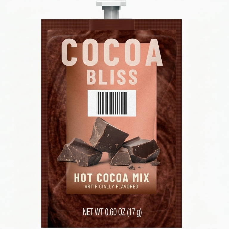 Cocoa Bliss hot cocoa mix single-serve freshpack, 0.60 oz (17 g) packet for CAFFEIN8 workplace beverage machines