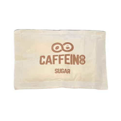 Caffein8 Sugar Packets, 2000 count case, each packet with 3.5 grams of pure cane sugar, perfect for sweetening beverages.