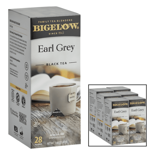 Bigelow Earl Grey Tea Bags 28-Count Boxes (Pack of 6), black tea with oil of bergamot, all-natural, gluten-free, rich in antioxidants, foil-wrapped for freshness.