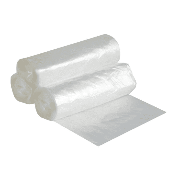 13-gallon clear liner, 24x33 inches, made in the USA, durable and versatile for waste management.