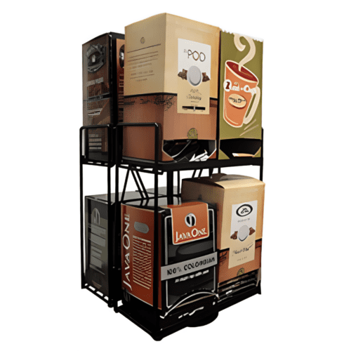 Pod-Rack 8 Select with swivel base, designed for organized storage and easy access to 8 pod selections.