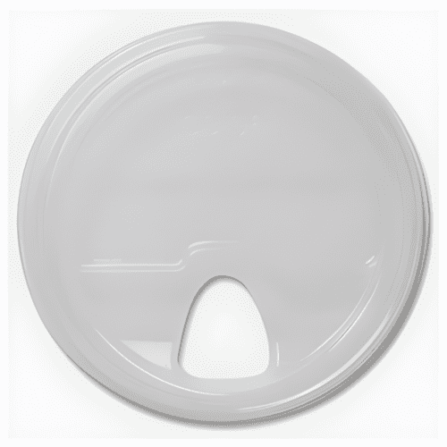 Compostable cold cup lid in gray, compatible with ZWP™ sustainable beverage systems, designed for eco-friendly use with a secure fit and cutout for easy sipping.