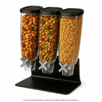 Z3-Black Tabletop Dispenser with Stainless Steel Stand & Catch Tray (1-Gal) - Z-30, featuring a single sheet metal frame and 3 ABS plastic containers, 1 oz portion control wheels, 13.25 x 8.13 x 17.25 inches, ZWP™ compatible.
