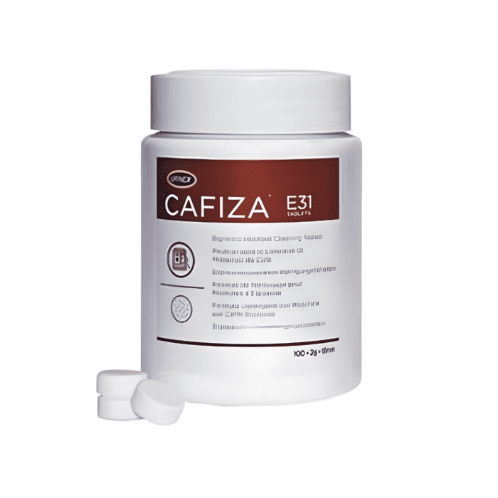 Picture of a bottle of cleaning tablets - CAFIZA®- Espresso Machine Cleaning Tablets