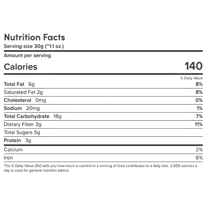 Granola health facts -mixed with whole almonds, walnuts, and oats – part of Hydr8’s Zer0 Waste Pantry™ bulk snack line, packaged in recyclable bags.